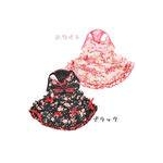 犬服 ローズシフォンふわふワンピ(ブラックLLサイズ)