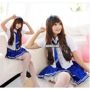 コスプレ 女子高生ミニスカ制服コスチューム ブルー