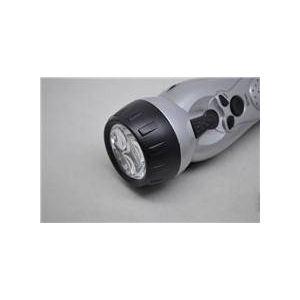 ダイナモ ラジオ付き LEDライト懐中電灯 【手回し発電機能付き】  