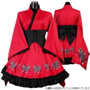 コスプレ 和風ゴスロリ★着物ドレス蝶々柄 Mサイズ