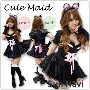 コスプレ　猫耳メイド・黒