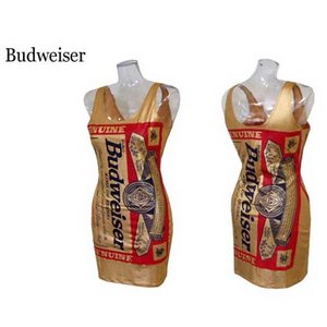 Budweiser　バドガールＶネック襟付ワンピース【Ｍ】ゴールド