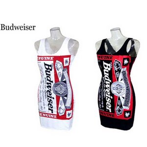 Budweiser　バドガールクルーネックワンピース【M】ブラック