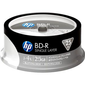 ヒューレット・パッカード 4倍速対応BD-R 25枚パック 25GB [ BDR25HPWBX25S ]