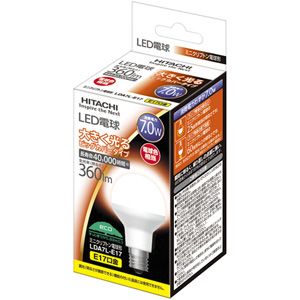HITACHI（日立） LED電球（全光束:360lm/電球色相当） ミニクリプトン電球形 LDA7LE17の画像1
