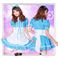 コスプレ ポケット付エプロン♪ブルーのアキバメイドコスプレ(3点)_1