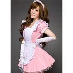 コスプレ　グローブ付ピンクのメイドさんコスチューム4点セット