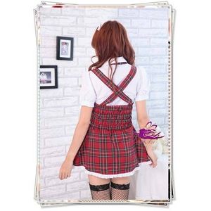 コスプレ メイド服 エプロン一体サスペンダー付可愛いアキバ系コスプレ(4点入り) コスプレ メイド服 エプロン一体サスペンダー付可愛いアキバ系コスプレ(4点入り)