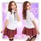コスプレ 赤チェックスカートのスクールコスプレ・学生服（黒リボン付ブラウス）_1