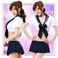 コスプレ 紺／大きいリボンの女子高校コスプレ・学生服【2点入り】_0