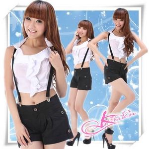 ランジェリー サスペンダー付ショートパンツのベビードール・ランジェリー