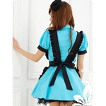 新作 カチューシャ付きブルーのメイドコスチューム4点セット コスプレ