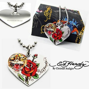 Ed Hardy（エドハーディー） ステンレスネックレス TIGER＆ROSE【タイガー ローズ】 EHPSS0019 シルバー 