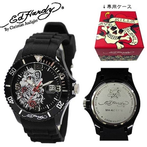 ed hardy（エドハーディー） 腕時計 メンズ/レディース【MH-KC1176】ブラック