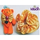 KITSON(キットソン) クマ キーホルダー 携帯ストラップ&シュシュ セット オレンジ