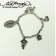 ED HARDY（エドハーディー） ステンレスブレスレット 【Multi Charm Bracelet／OVAL LOGO,CROSS,FLOWER, CHARM】／EHB66SS ／シルバー
