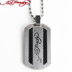 Ed Hardy（エドハーディー） アクセサリー ネックレス（ペンダント） ドッグタグネックレス（ペンダント） GREY DOG TAG DOUBLE ROPES ロゴ EHDTSS1