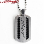 Ed Hardy（エドハーディー） アクセサリー ネックレス（ペンダント） ドッグタグネックレス（ペンダント） GREY DOG TAG DOUBLE ROPES ロゴ EHDTSS1