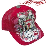 Ed Hardy（エドハーディー） キャップ ED HARDY SPECIALTY PLATINUM CAP/ NYC COLLAGE ニューヨーク ストーン付/RED【R1P0BX7Y】