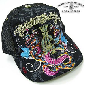 Christian Audigier（クリスチャンオードジェー） City of Angels Cap キャップ 刺繍 、パンサー、ドラゴン/ブラック