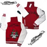 エドハーディー ジャケット レディース スタージャン ED HARDY REAL LOVE KILLS SLOWLY ストーン付き ラブキル/レッド【EHOW7022】 XS