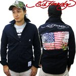 Ed Hardy エドハーディー メンズ 長袖 シャツ  ED HARDY SLID SHIRT/ ラブキル アメリカ国旗/ ネイビー 【M06JC0X052】 S