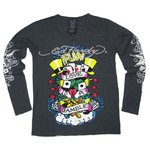 Ed Hardy（エドハーディー） メンズ Vネック　ロンT 長袖 Tシャツ  GAMBLE ギャンブル ラインストーン【M03PBG531】 S