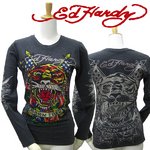 Ed Hardy（エドハーディー） レディース　ロンT 長袖 Tシャツ Tiger タイガー ラインストーン【W03PBG531】 XS