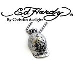Ed Hardy（エドハーディー） アクセサリー ネックレス（ペンダント） ドッグタグネックレス HAT,SKULL PENDANT　ハート、スカル/EHP02SRSS