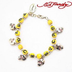 ED HARDY（エドハーディー アクセサリー）ブレスレット スカル チャーム/MULTI SKULL CHARM　EDBR09/イエロー×ゴールド