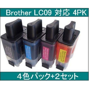 【ブラザー工業（BROTHER）対応】LC09 BK/C/M/Y 互換インクカートリッジ 4色セット 【2セット】 - 拡大画像