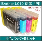 ブラザー 互換インクカートリッジ 【LC10】 4色パック(各36ml) 【5セット】 

   