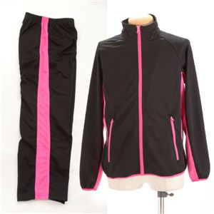 ラインメッシュセットアップ ブラック×ショッキングピンク L