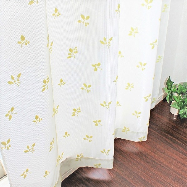 ミラー レースカーテン 100×198cm 2枚組 パイル 断熱 保温 防汚加工 UVカット率約90％以上 洗える 日本製 リビング b04