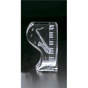 44S037 music sand blast(ミュージックサンドブラスト) Flower Vase(花瓶) ペアベース・サックス 