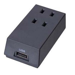 USB付フロントタップ型 2AC+1USB HT300BKUSB黒