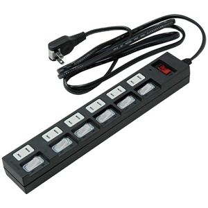 個別集中スイッチ付節電タップ6個口2m HBKS672BK黒