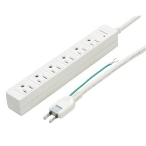 雷サージ・Wマグネット付3P対応タップ6個口5m 白 HJKP605WH