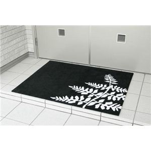 アジアンテイスト シダ柄 玄関マット 90×120 504420912321ブラック  - 拡大画像