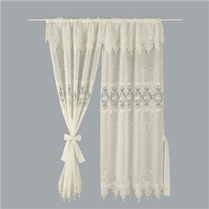 川島織物セルコン ギュピールレース スタイルのれん アイボリー 150×150 DW1608 - 拡大画像