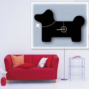 動物クロック Dog＆Cat リング・ドッグ ブラック  - 拡大画像