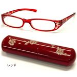 バラ柄シニアグラス +1.00 DR705-7レッド （老眼鏡）