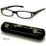 バラ柄シニアグラス +1.50 DR705-1ブラック （老眼鏡）