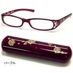 バラ柄シニアグラス +1.50 DR705-5パープル （老眼鏡）