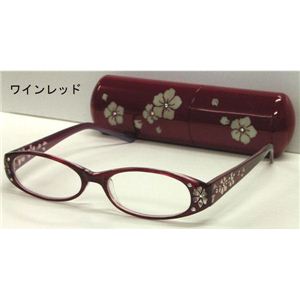 サクラ柄シニアグラス +1.00 DR701-7ワインレッド （老眼鏡）