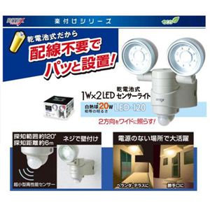 ムサシ LED-120 乾電池式 1W×2 LEDセンサーライト