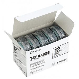 キングジム 「テプラ」 PROテープエコパック（5個入り） 12mm 透明・ST12K-5P
