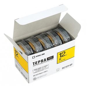 キングジム 「テプラ」 PROテープエコパック（5個入り） 12mm カラーラベルパステル（黄）・SC12Y-5P