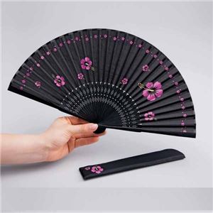 紫外線で色が変わる扇子（ハイビスカス柄）