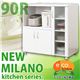 NEW MILANO（ニューミラノ） キッチンレンジワゴン 90R 幅90cm×高さ90cm 【鏡面仕上げ】